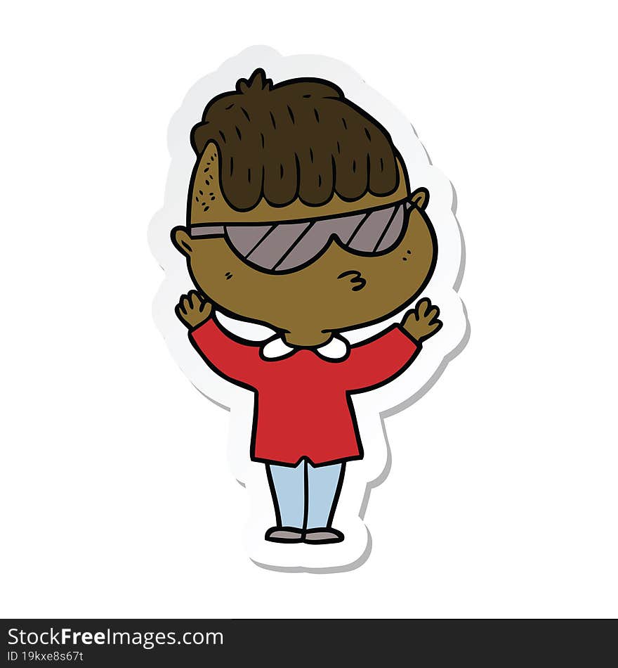 Sticker Of A Cartoon Boy Wearing Sunglasses