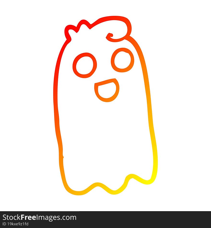 warm gradient line drawing of a cartoon ghost