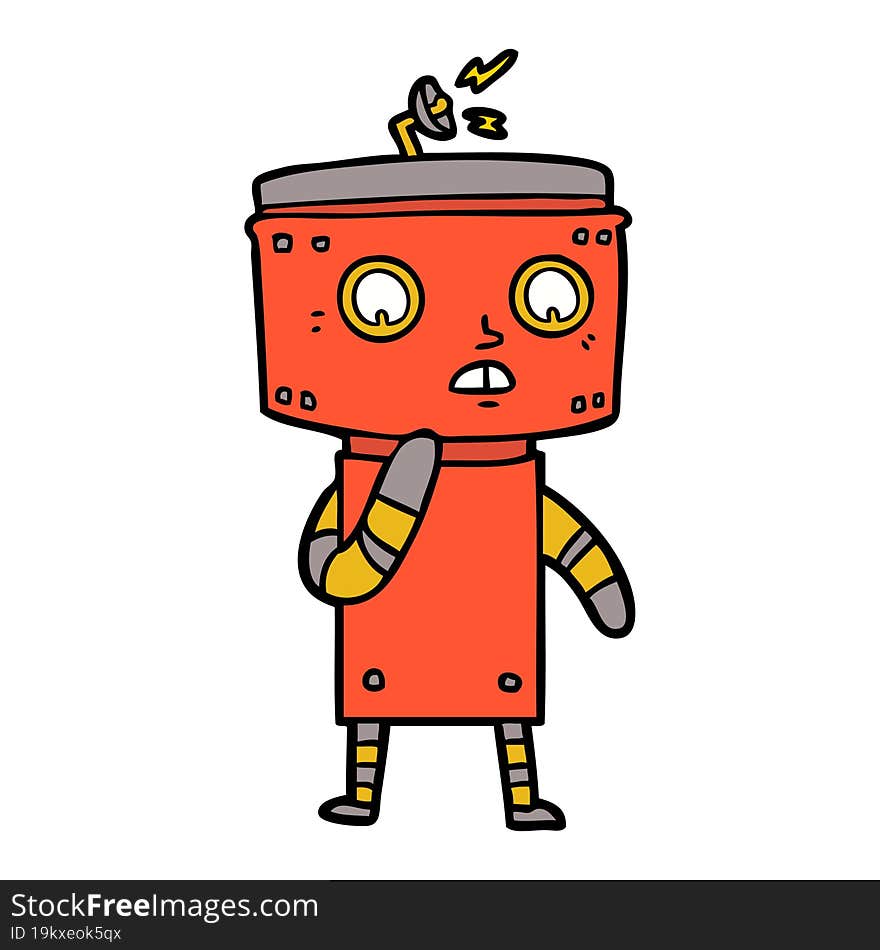 uncertain cartoon robot. uncertain cartoon robot