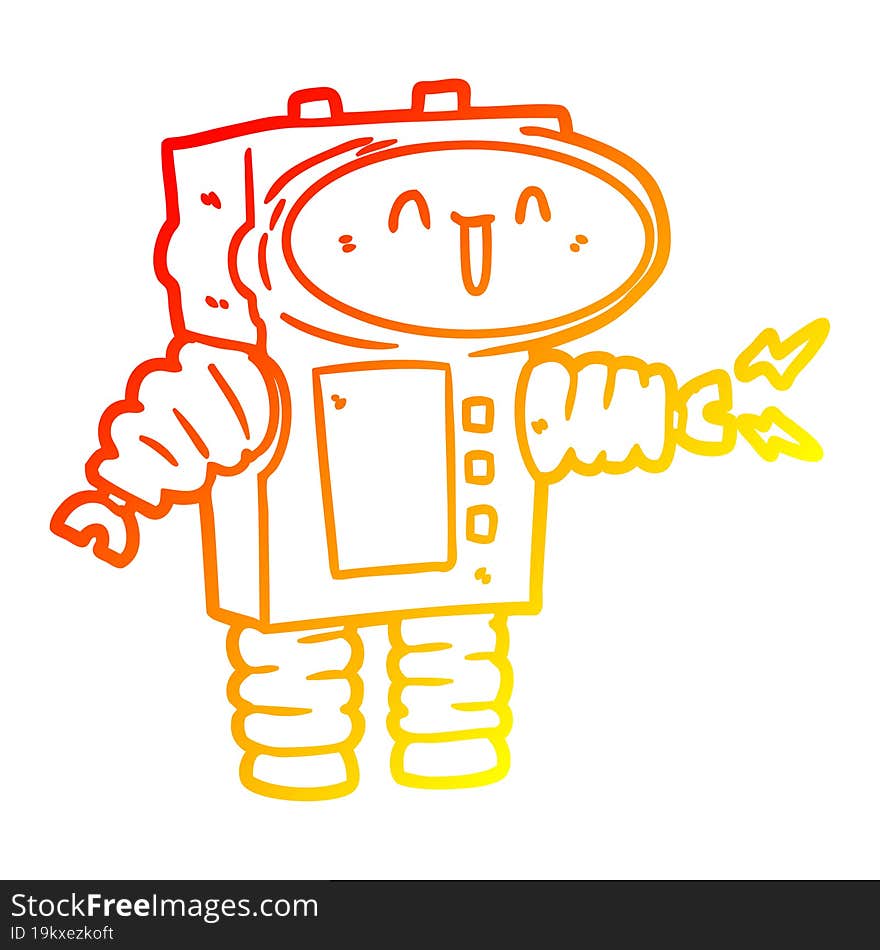 warm gradient line drawing cartoon robot