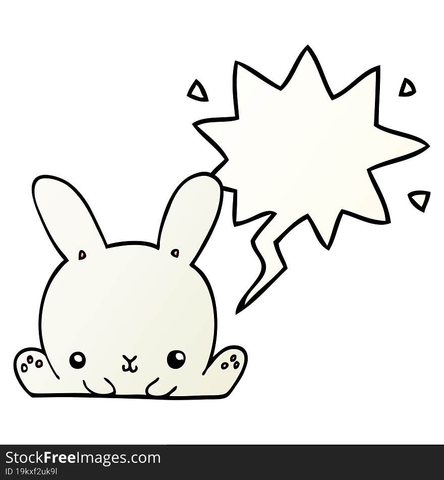 cartoon rabbit with speech bubble in smooth gradient style