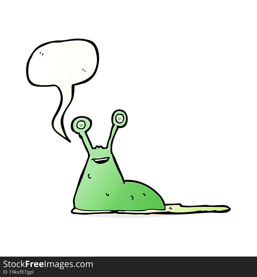 cartoon slug with speech bubble