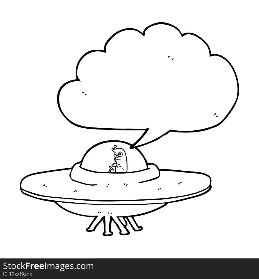 freehand drawn speech bubble cartoon flying saucer