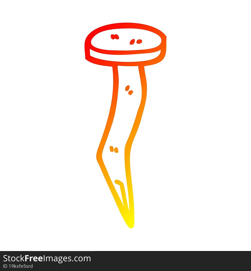 warm gradient line drawing of a cartoon iron nail