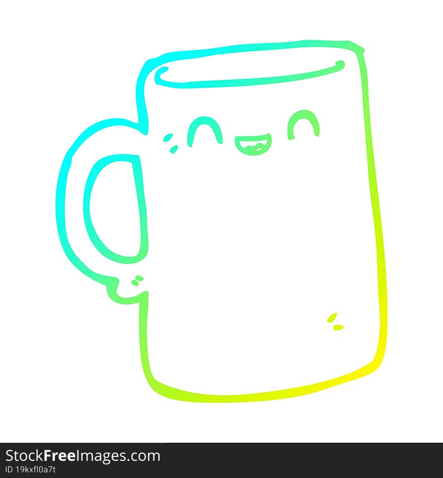 cold gradient line drawing cartoon mug