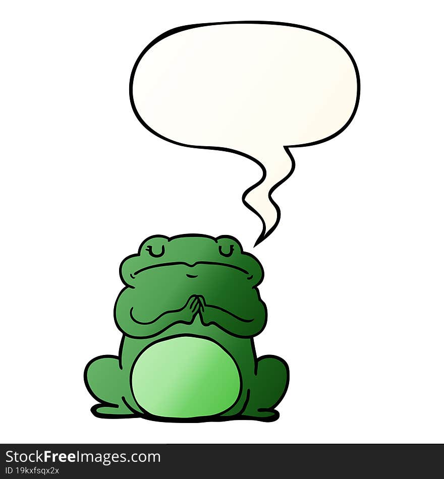 cartoon arrogant frog and speech bubble in smooth gradient style