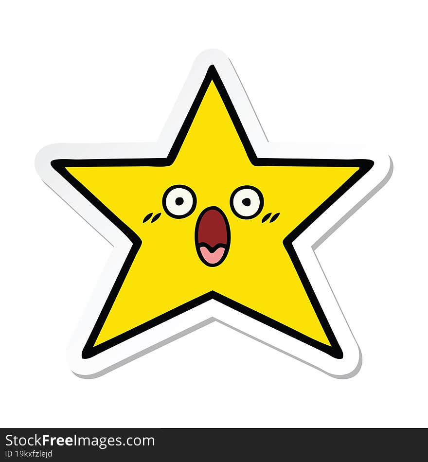 sticker of a cute cartoon gold star