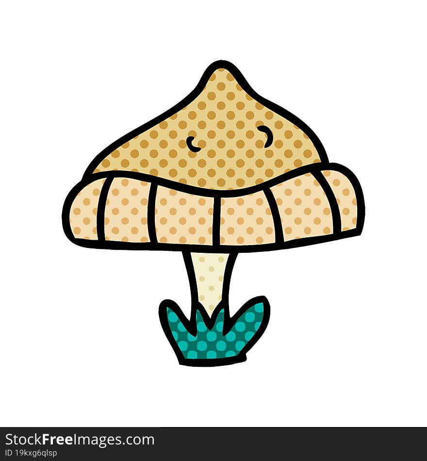 Cartoon Doodle Of A Single Mushroom