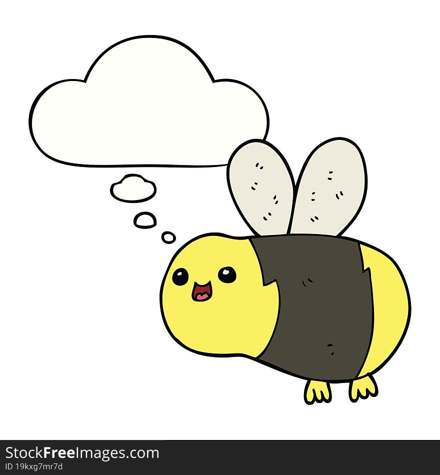 cartoon bee with thought bubble. cartoon bee with thought bubble