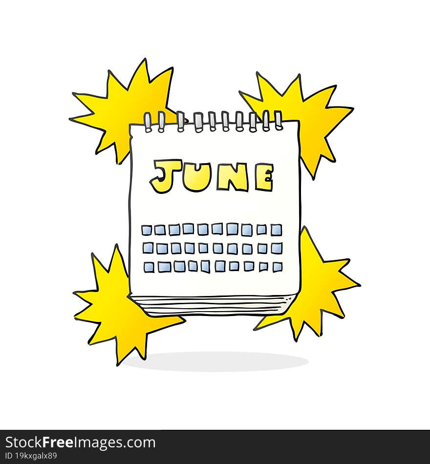 freehand drawn cartoon calendar showing month of