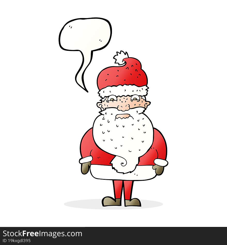 Cartoon Grumpy Santa Claus With Speech Bubble