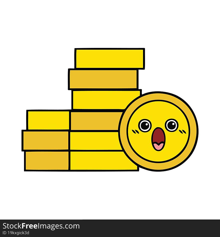 cute cartoon of a coins. cute cartoon of a coins