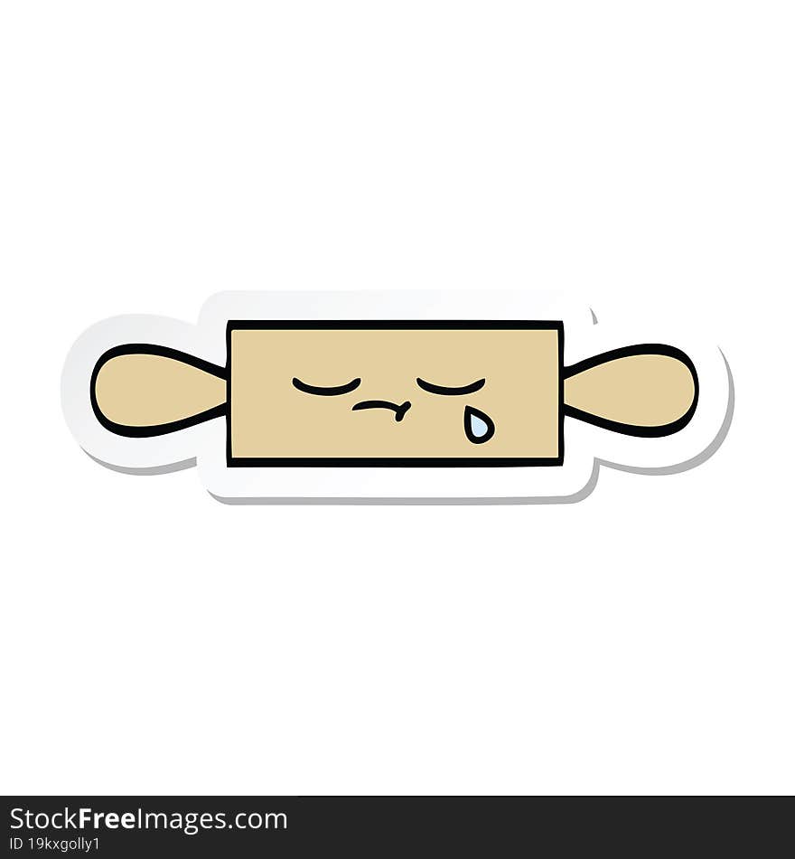 sticker of a cute cartoon rolling pin