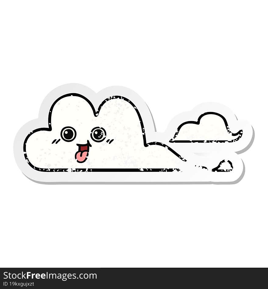 distressed sticker of a cute cartoon clouds