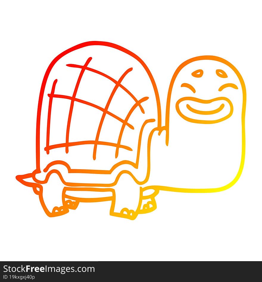 warm gradient line drawing cartoon happy turtle