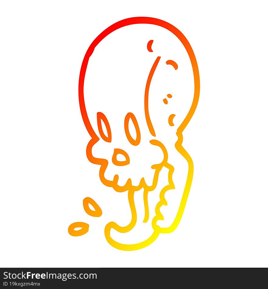 warm gradient line drawing cartoon gross skull