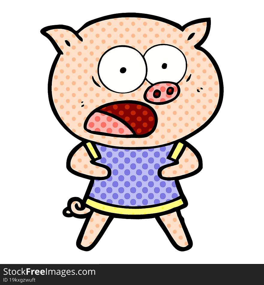 cartoon pig shouting. cartoon pig shouting