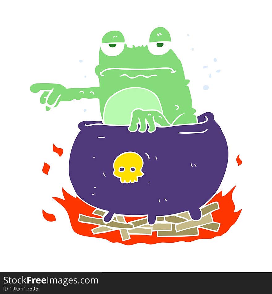 flat color illustration of a cartoon halloween toad