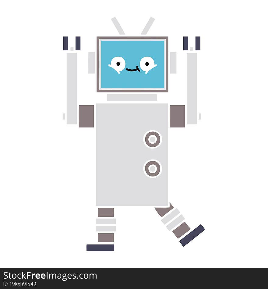 flat color retro cartoon of a robot