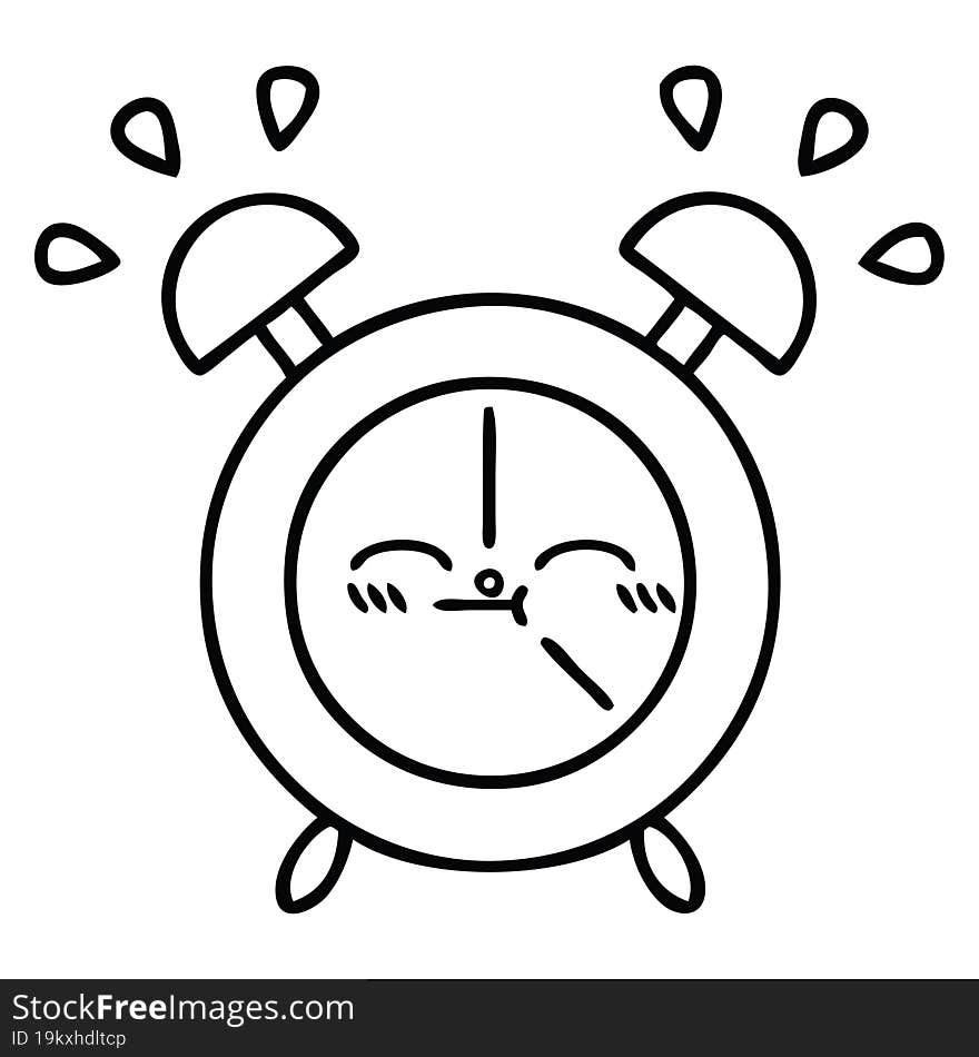 line drawing cartoon alarm clock