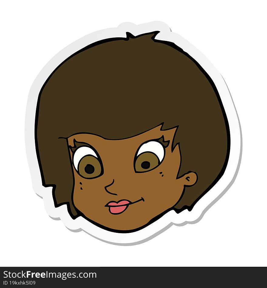 Sticker Of A Cartoon Female Face