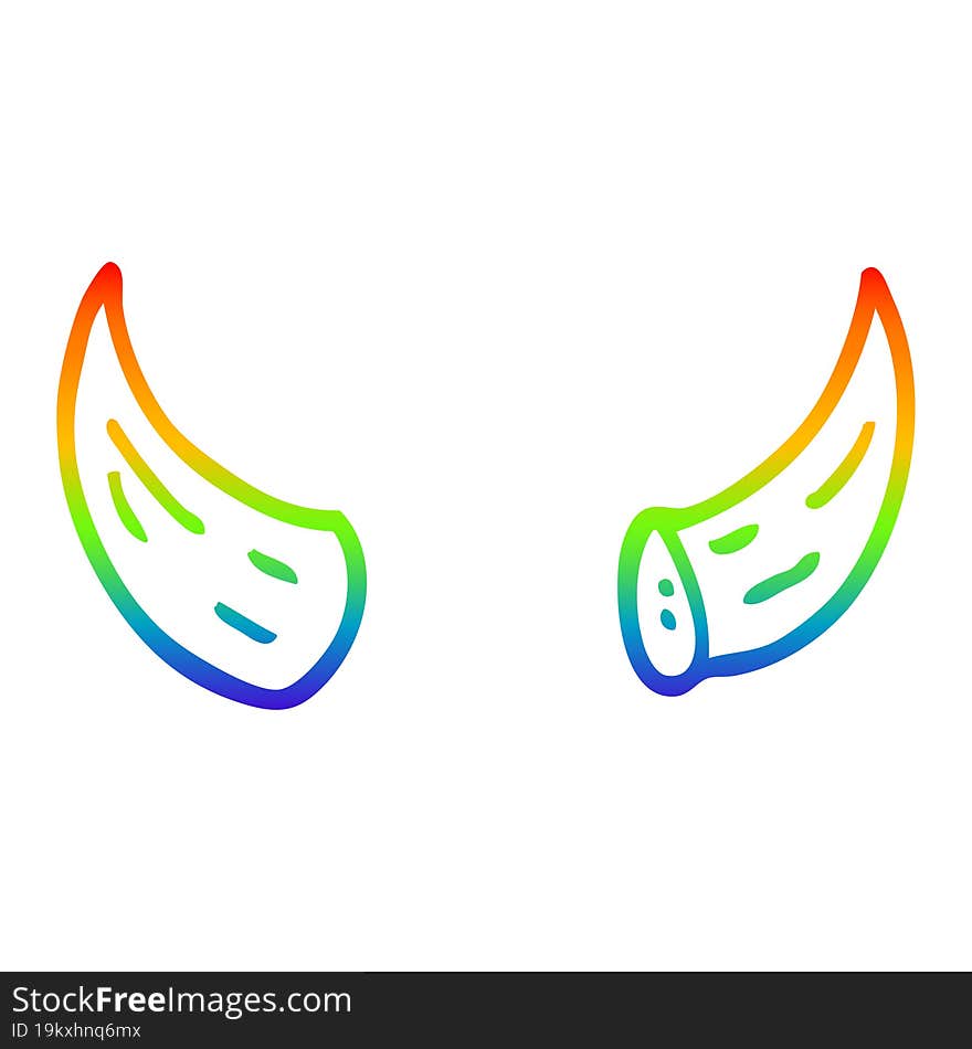 Rainbow Gradient Line Drawing Cartoon Of Horns