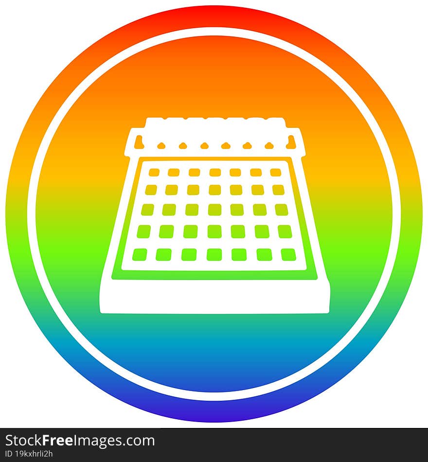 monthly calendar circular in rainbow spectrum