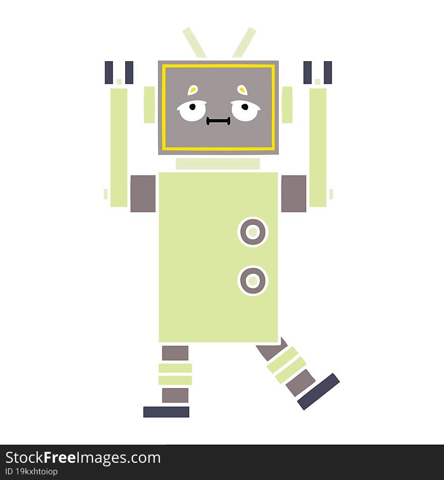 flat color retro cartoon of a robot