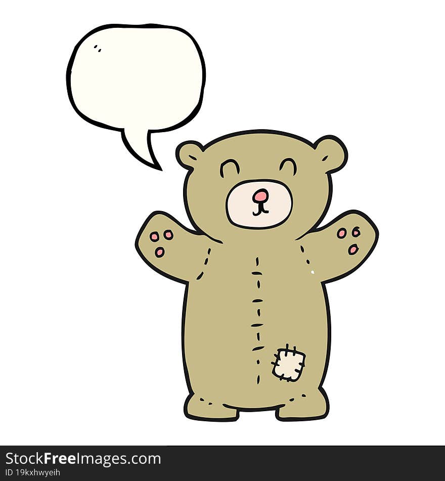 freehand drawn speech bubble cartoon teddy bear