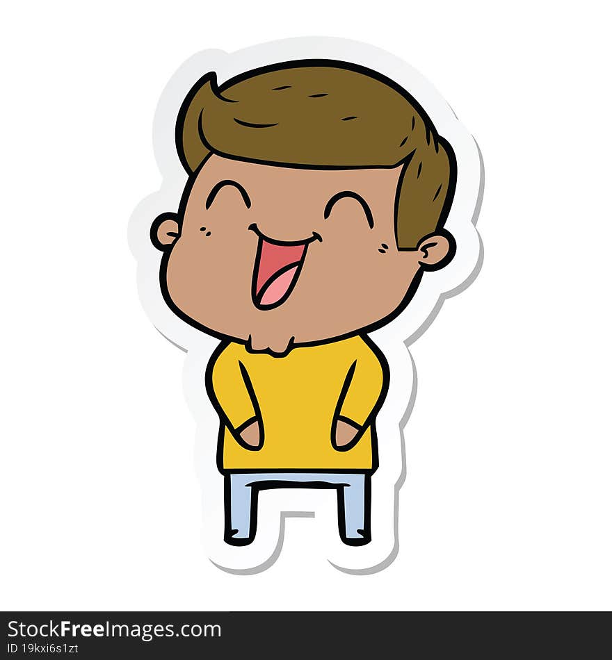 Sticker Of A Cartoon Man Laughing