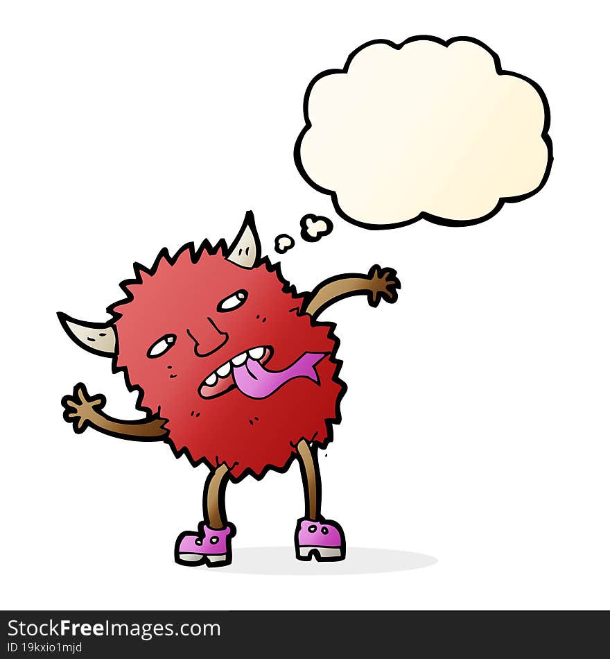 funny cartoon monster with thought bubble