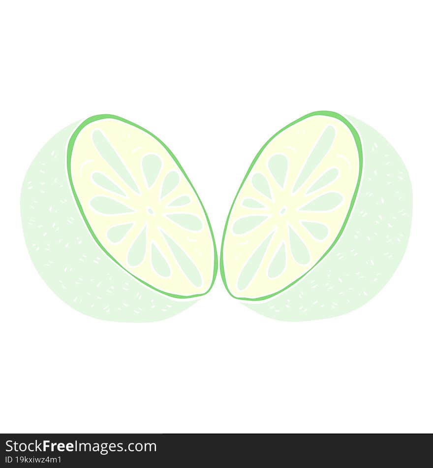 flat color illustration of a cartoon half melon