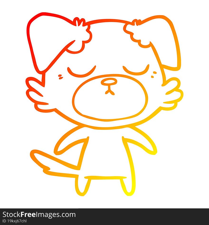 Warm Gradient Line Drawing Cute Cartoon Dog