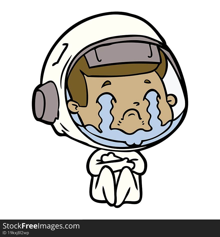 cartoon crying astronaut. cartoon crying astronaut