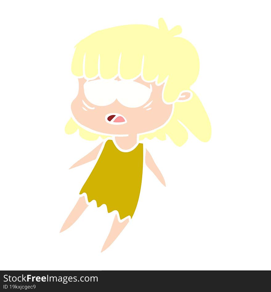 flat color style cartoon tired woman