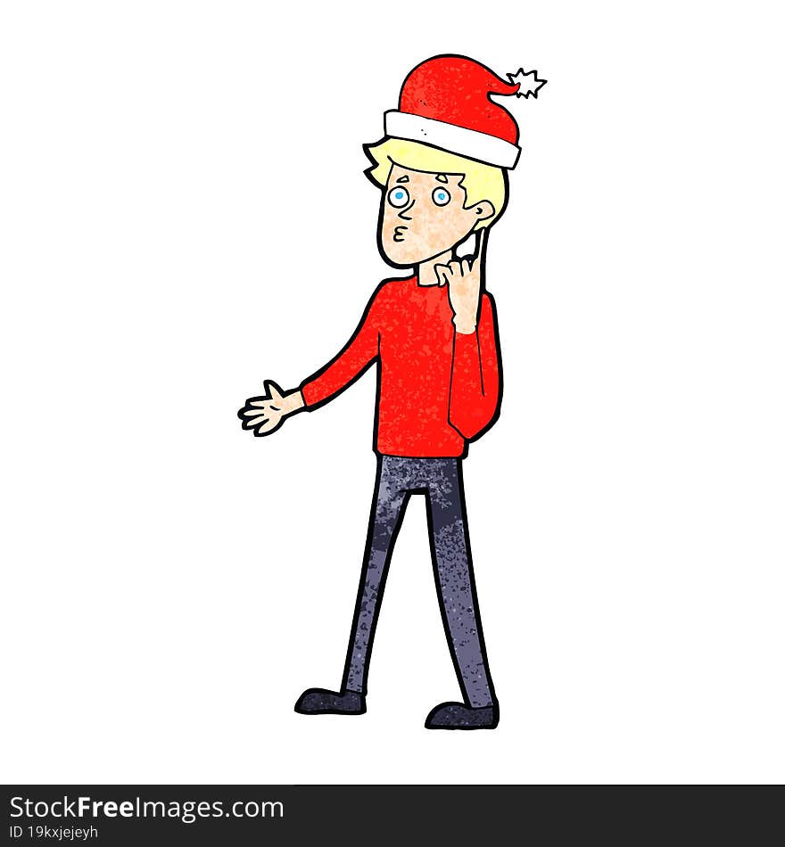 cartoon man getting ready for christmas. cartoon man getting ready for christmas