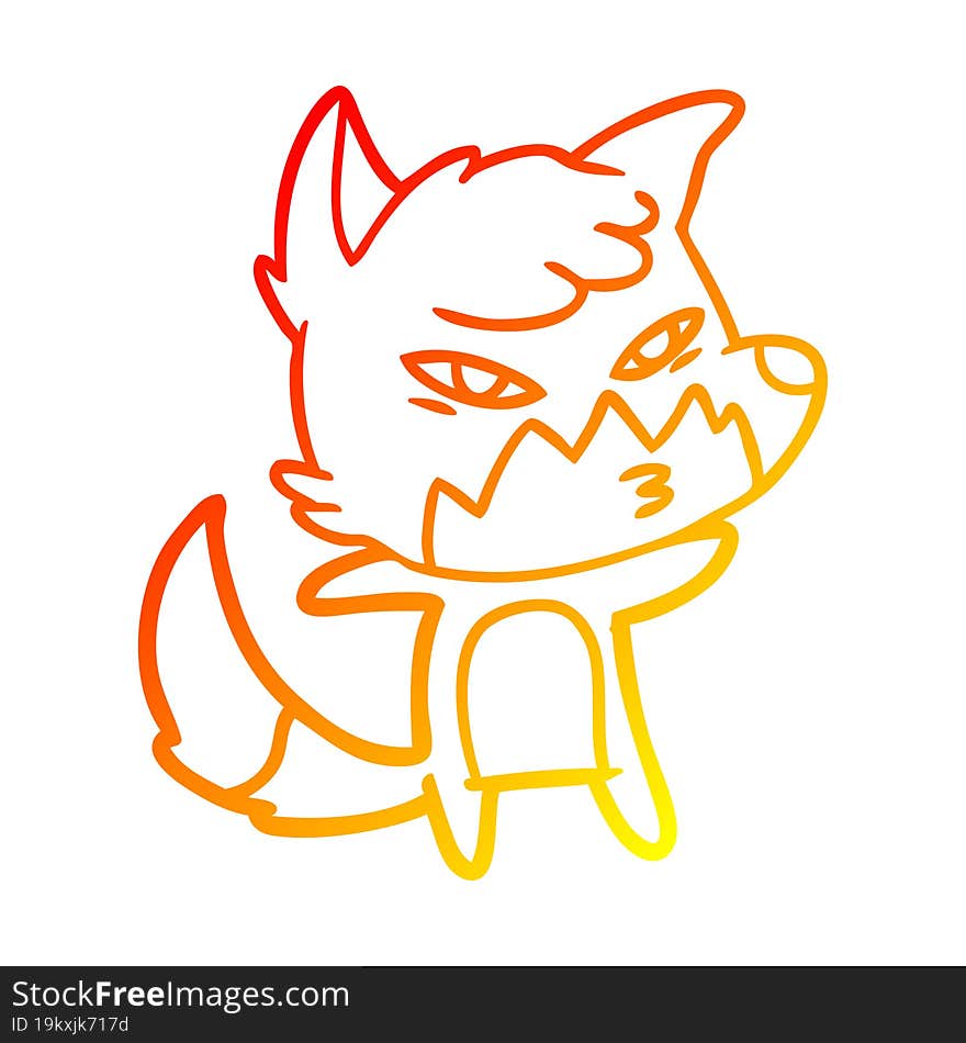 warm gradient line drawing clever cartoon fox