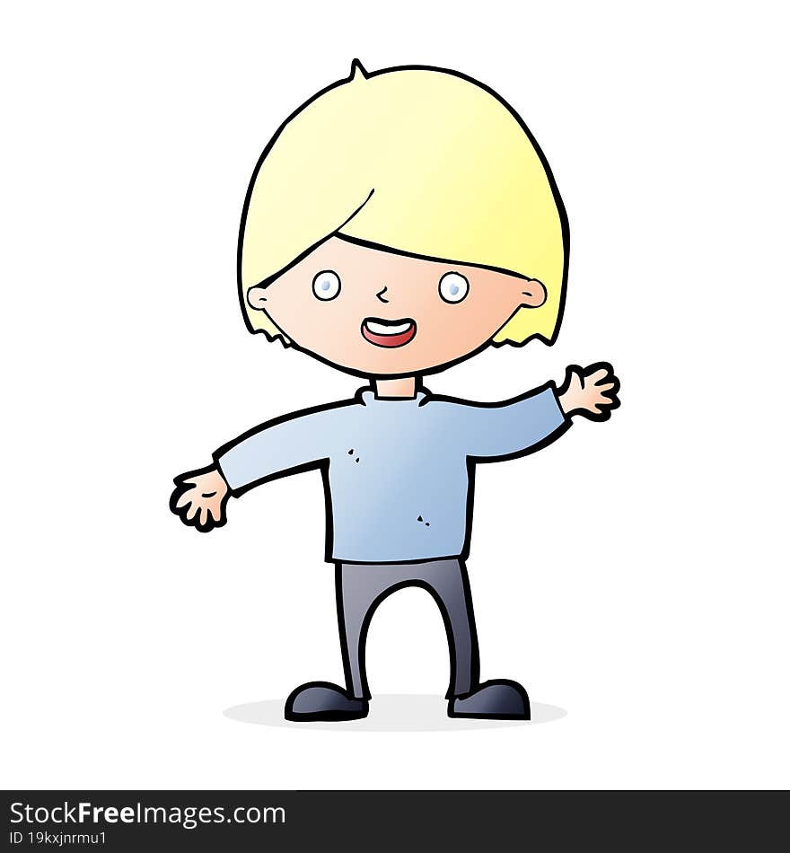 cartoon waving boy