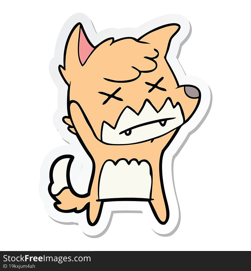 Sticker Of A Cartoon Cross Eyed Fox