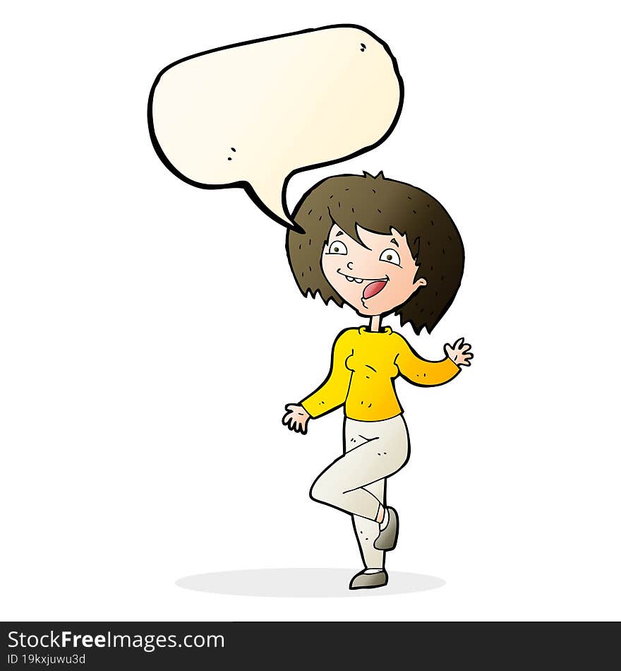 Cartoon Laughing Woman With Speech Bubble