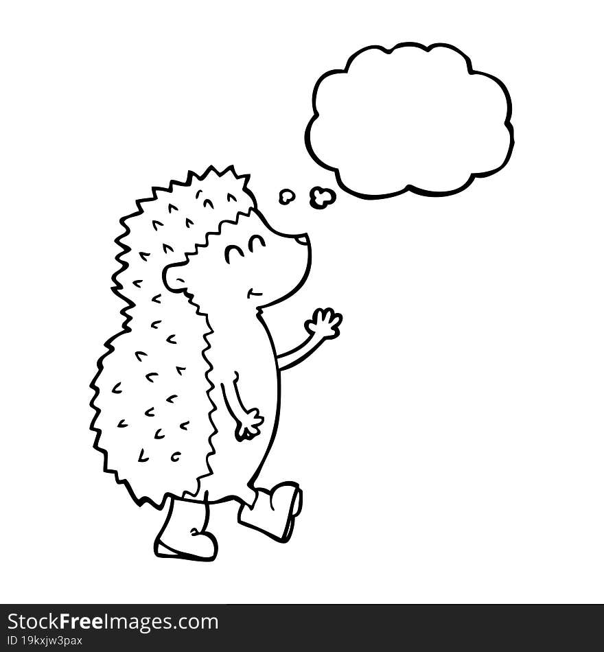 Cute Thought Bubble Cartoon Hedgehog