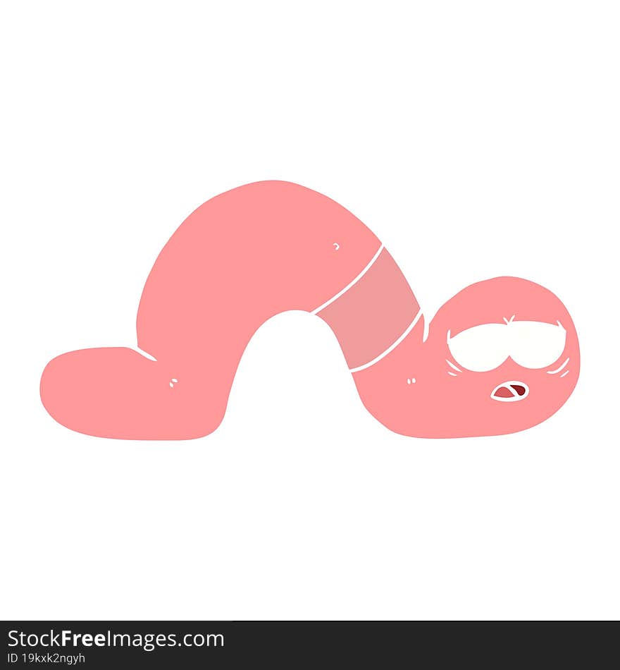 Flat Color Style Cartoon Tired Worm