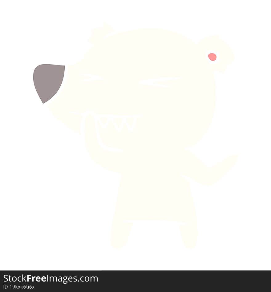 angry polar bear flat color style cartoon thinking