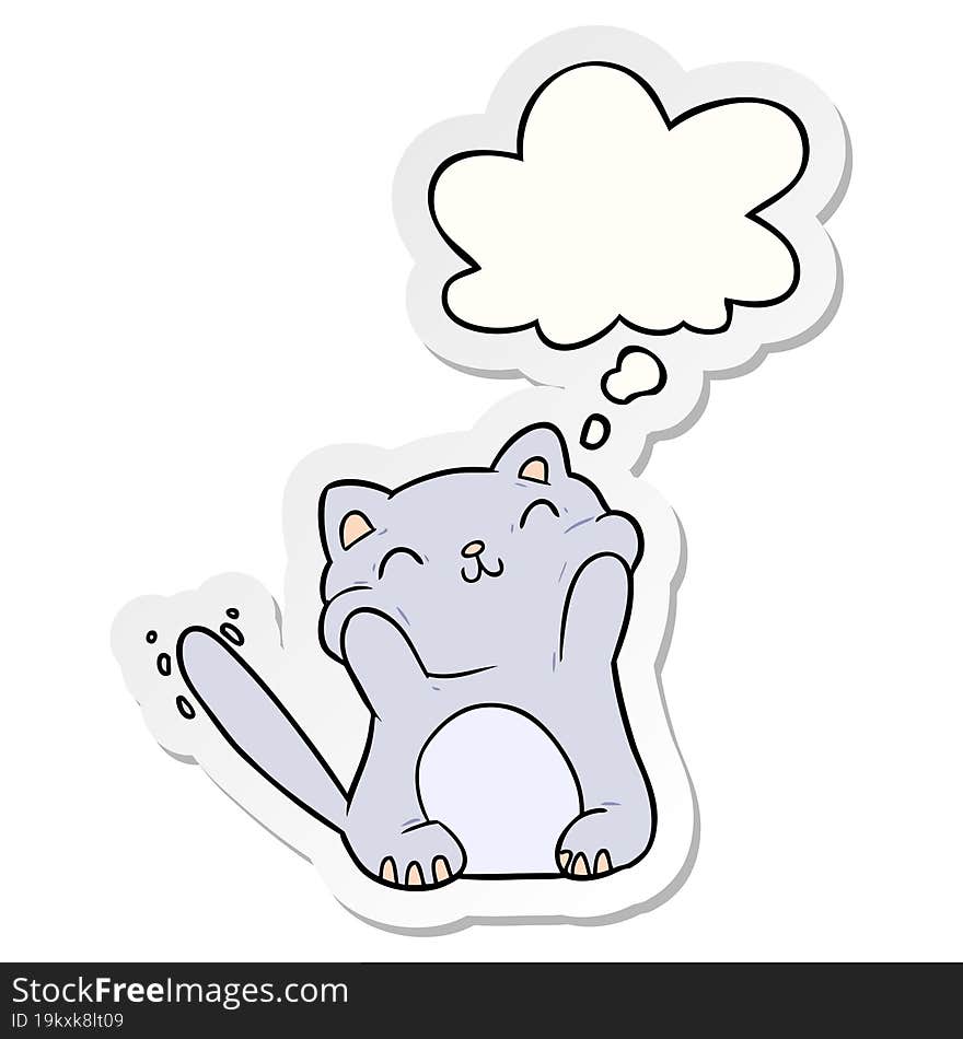 cartoon cat and thought bubble as a printed sticker