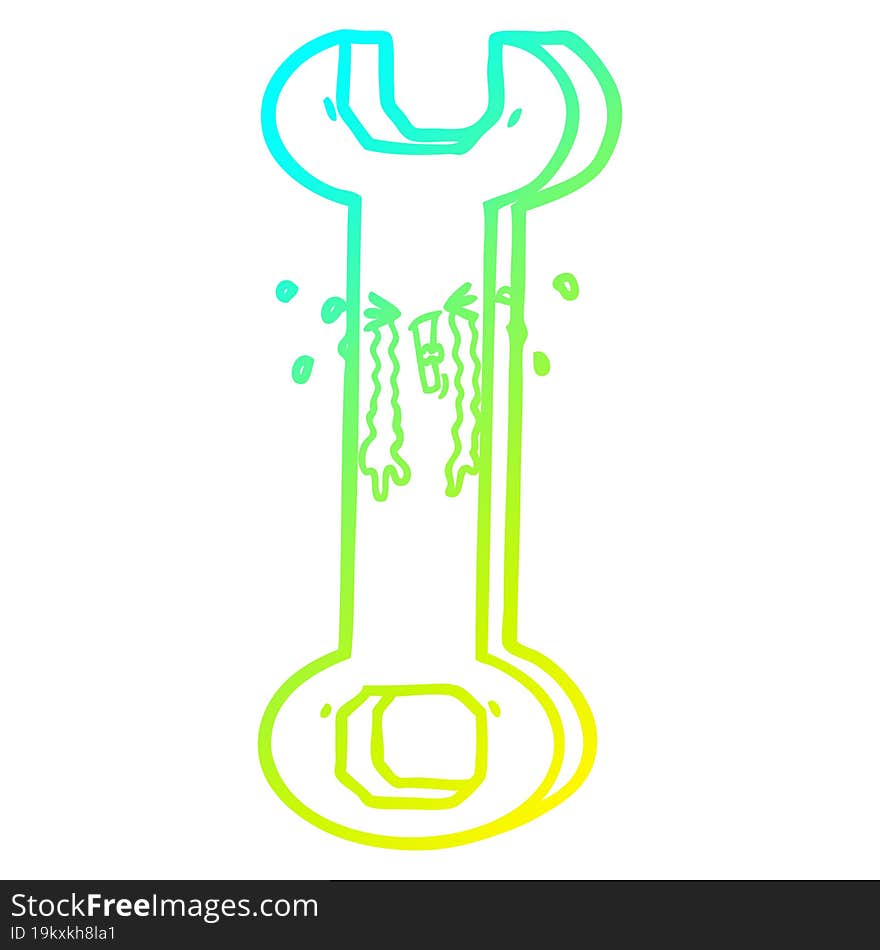 cold gradient line drawing cartoon spanner