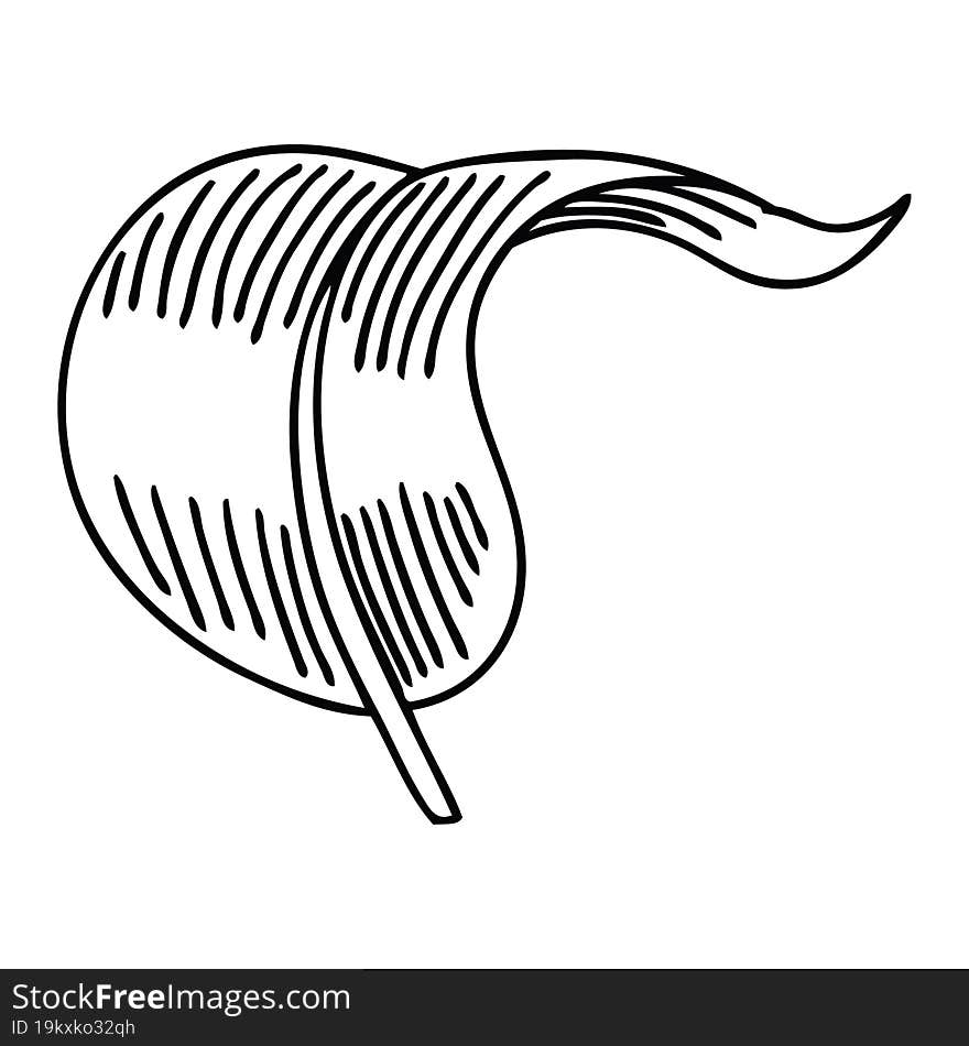 quirky line drawing cartoon blowing leaf