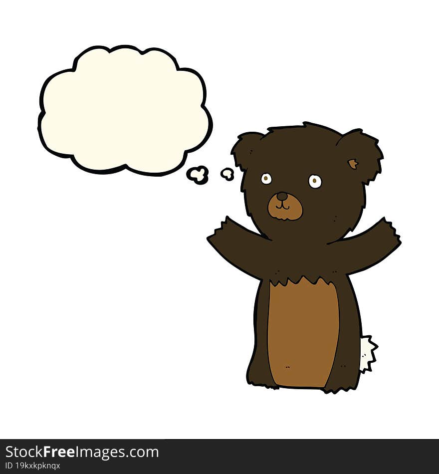 cute cartoon black bear with thought bubble