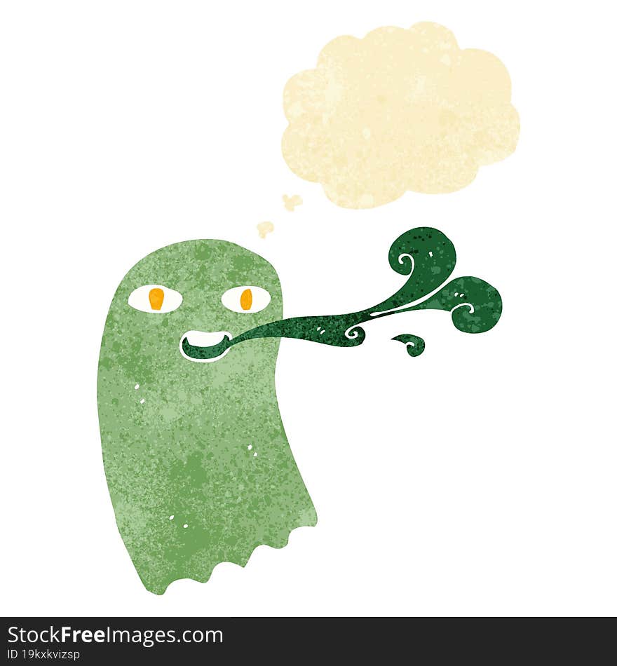 funny cartoon ghost with thought bubble