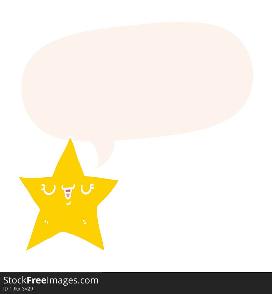 Cartoon Star And Speech Bubble In Retro Style