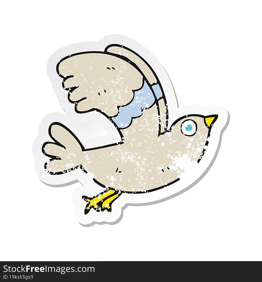 retro distressed sticker of a cartoon bird